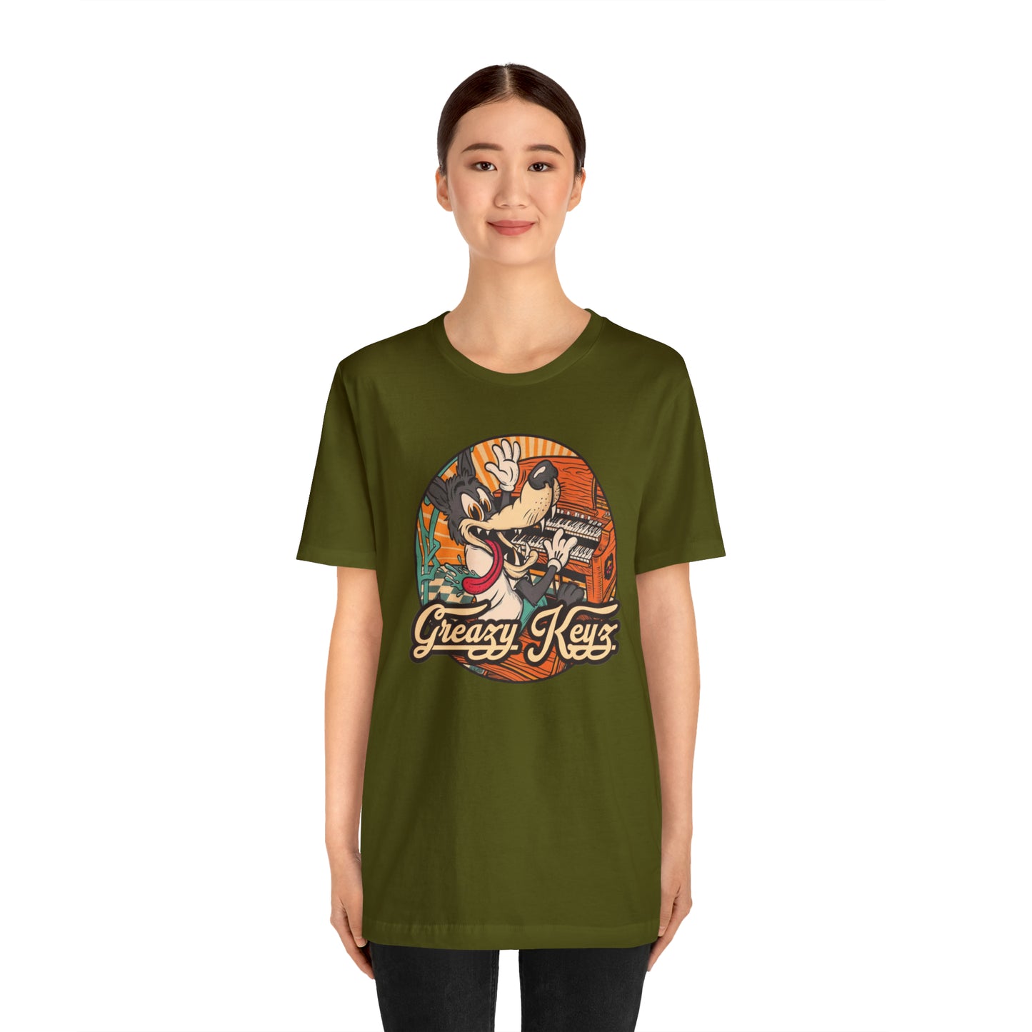 Greazy Keyz Dire Wolf design Unisex Jersey Short Sleeve Tee