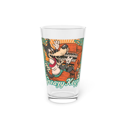 Greazy Keyz Dire Wolf design Pint Glass, 16oz