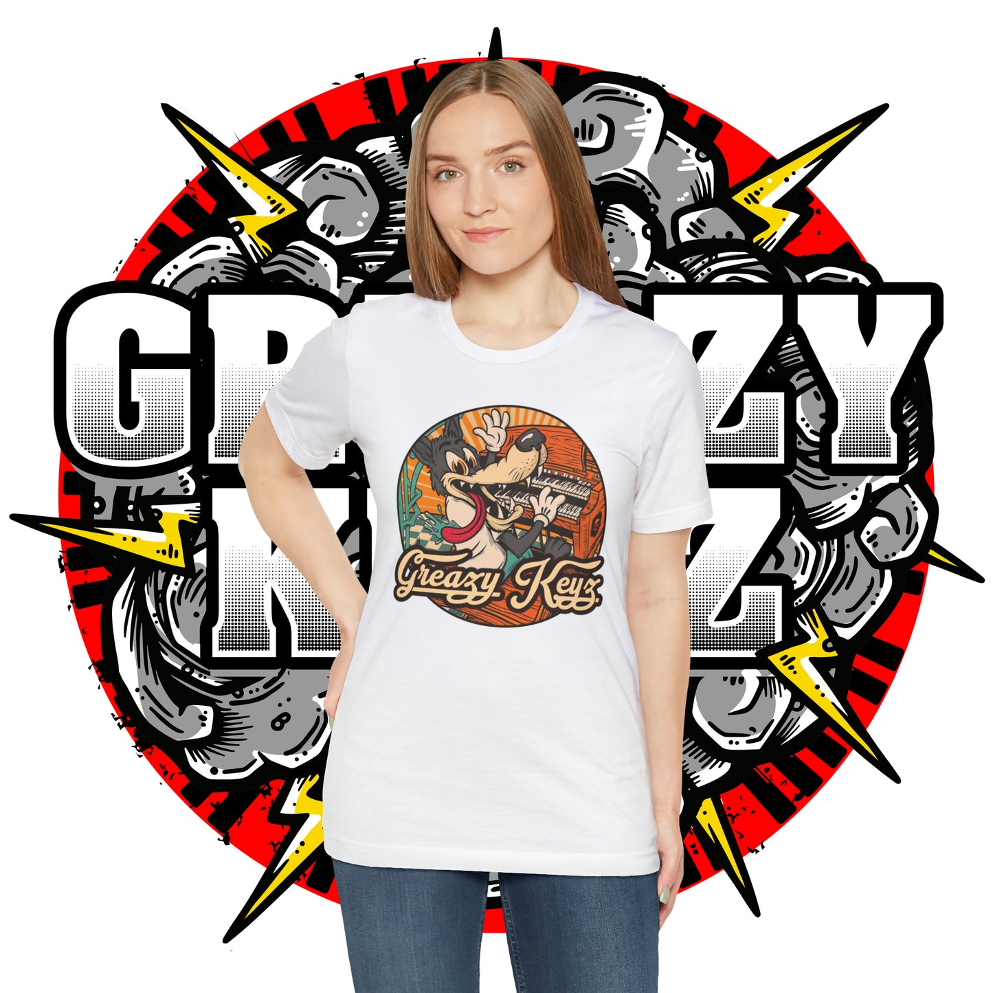 Greazy Keyz Dire Wolf design Unisex Jersey Short Sleeve Tee