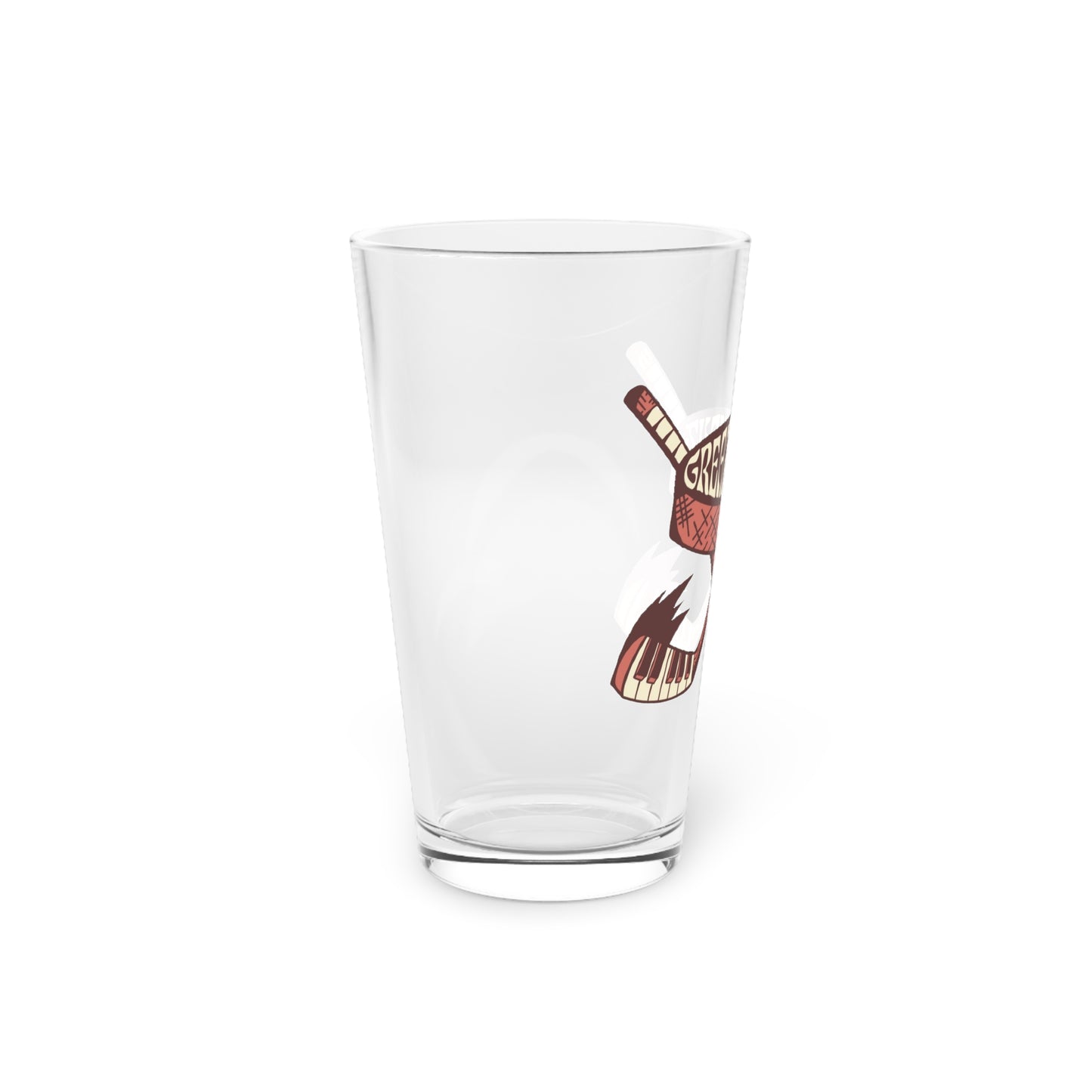 Greazy Keyz Logan Hall design Pint Glass, 16oz