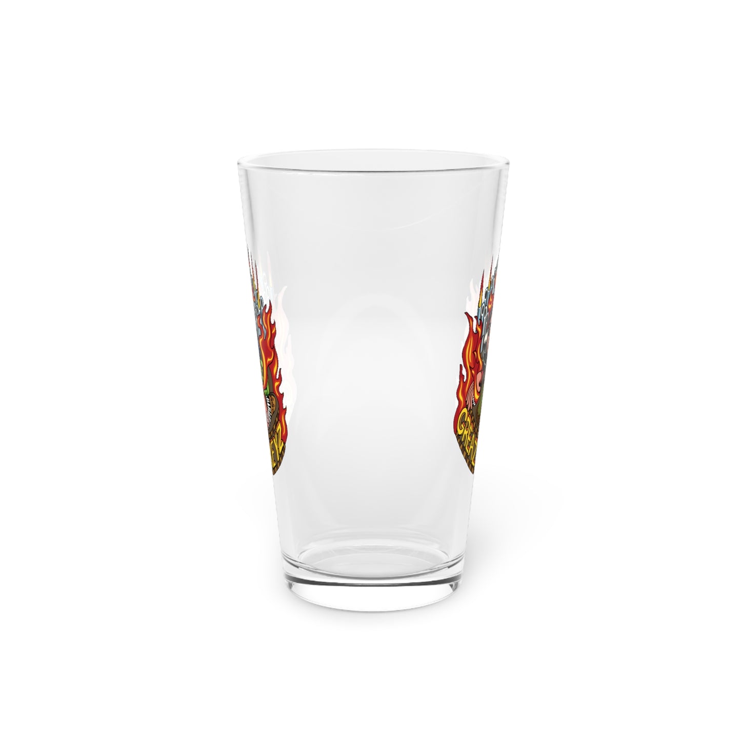 Greazy Keyz Buzz Gibson design Pint Glass, 16oz