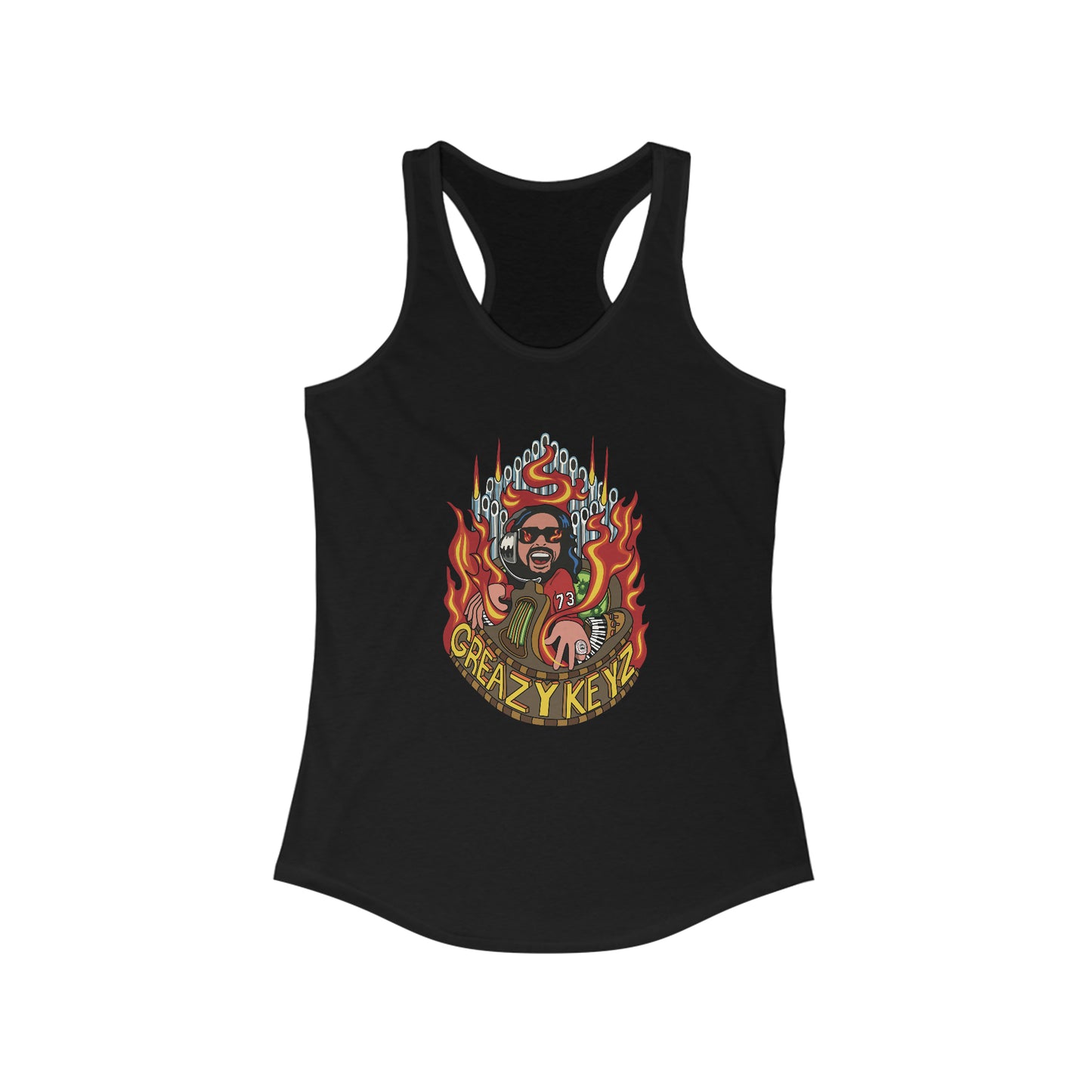 Buzz Gibson design Greazy Keyz Women's Ideal Racerback Tank