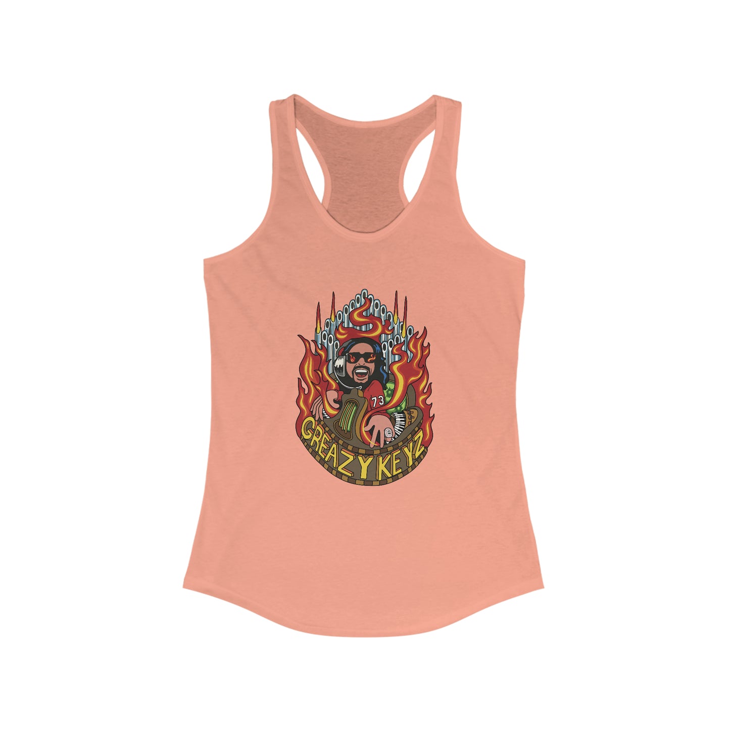 Buzz Gibson design Greazy Keyz Women's Ideal Racerback Tank