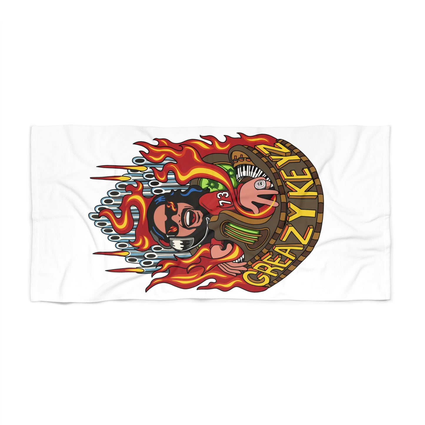 Greazy Keyz Buzz Gibson design Beach Towel