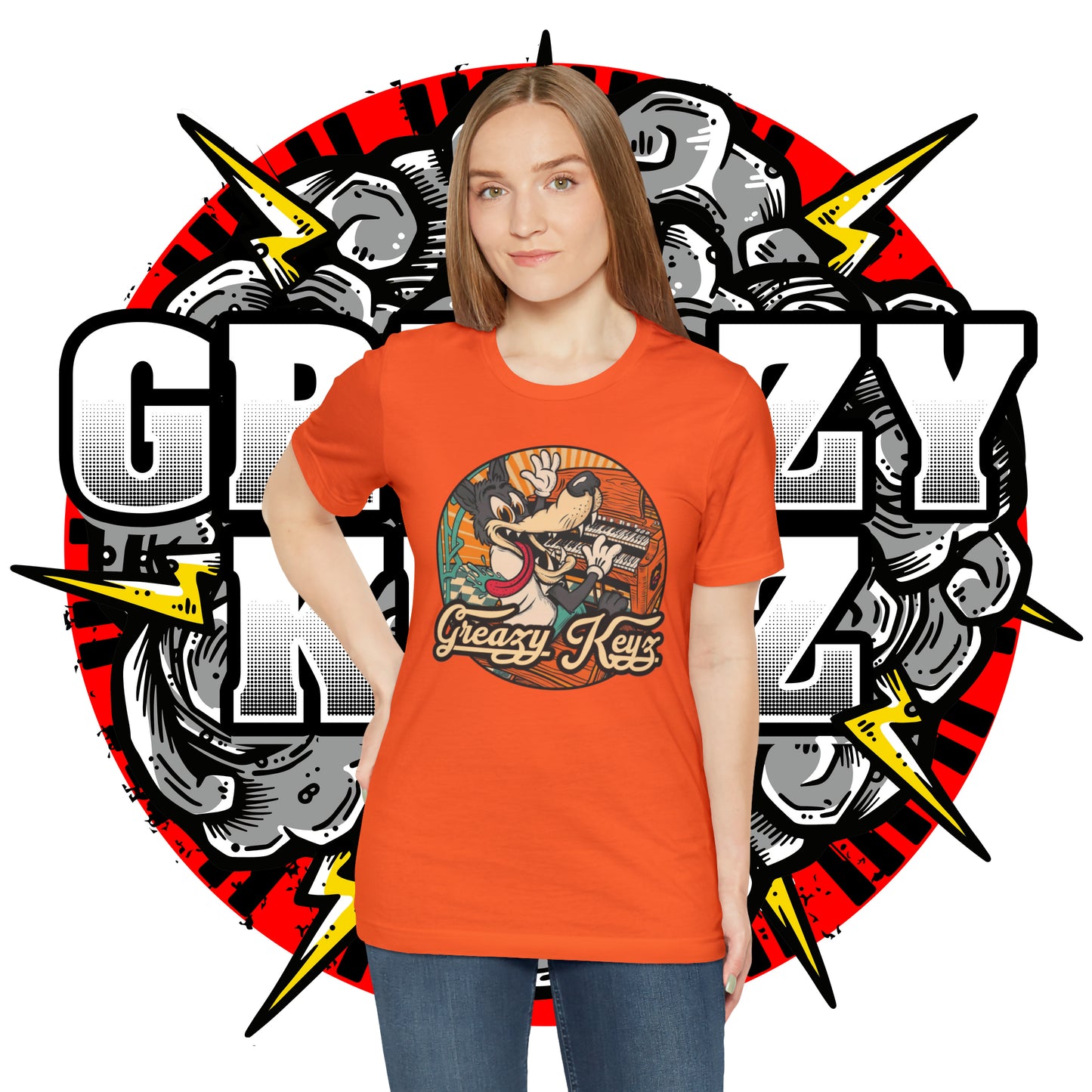 Greazy Keyz Dire Wolf design Unisex Jersey Short Sleeve Tee