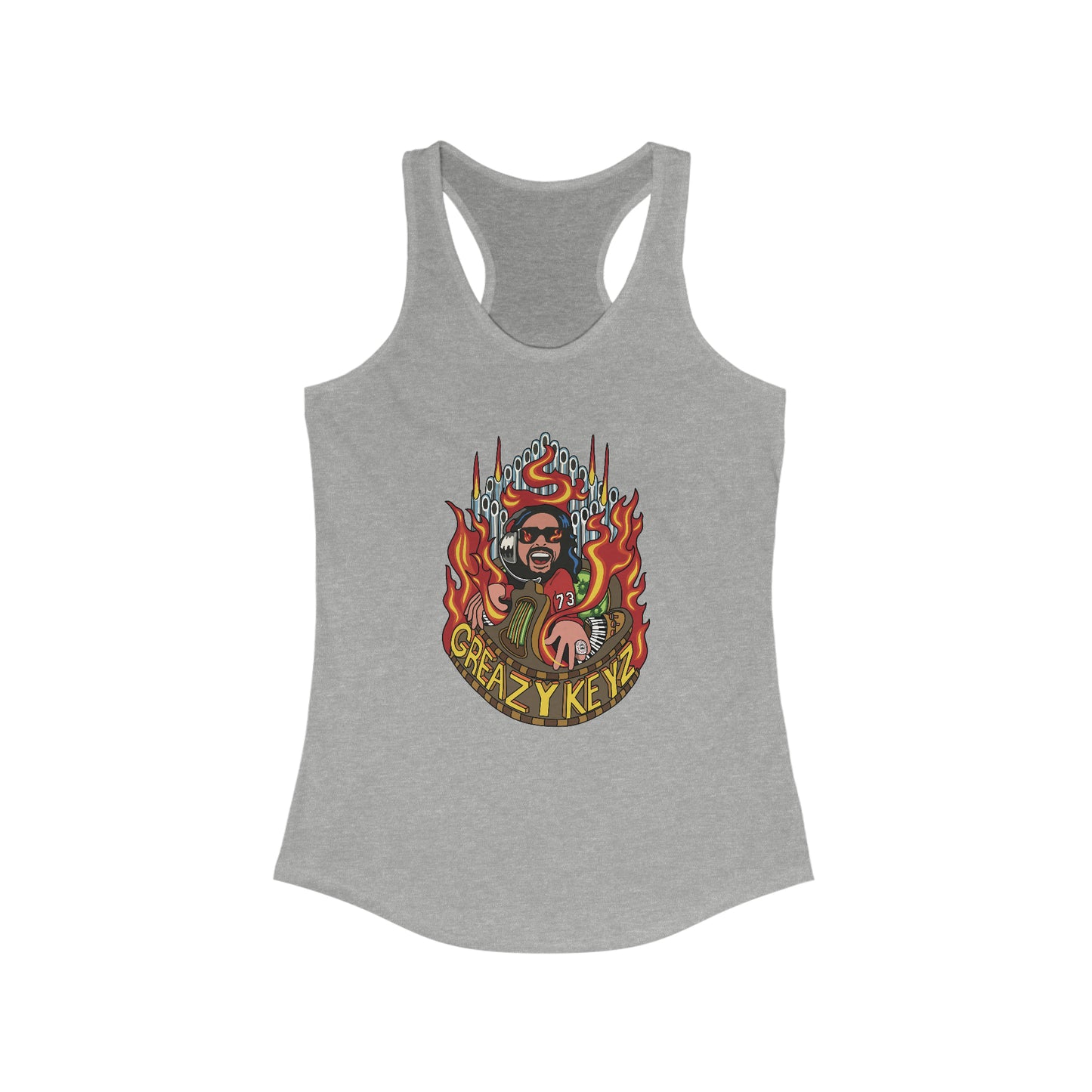 Buzz Gibson design Greazy Keyz Women's Ideal Racerback Tank