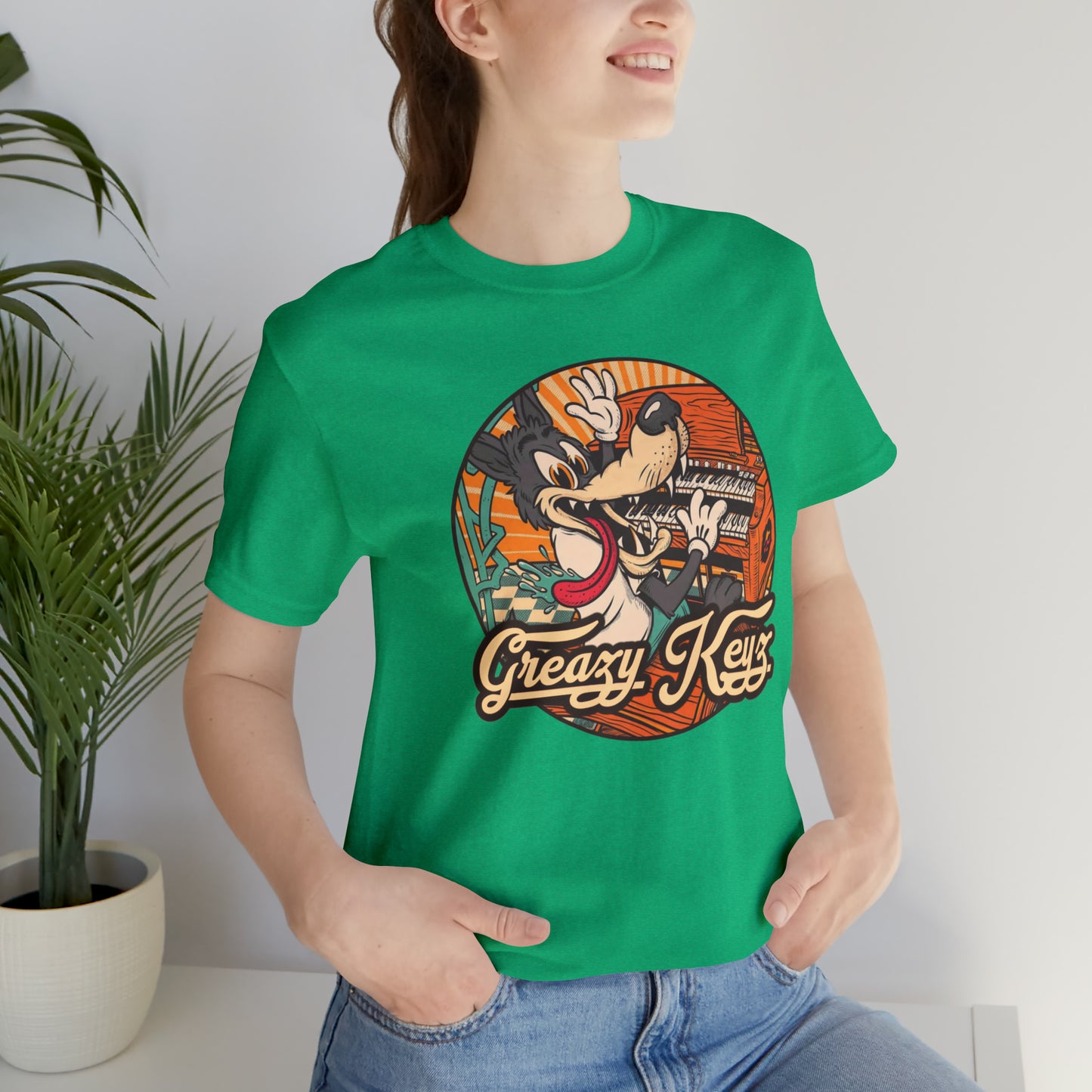 Greazy Keyz Dire Wolf design Unisex Jersey Short Sleeve Tee