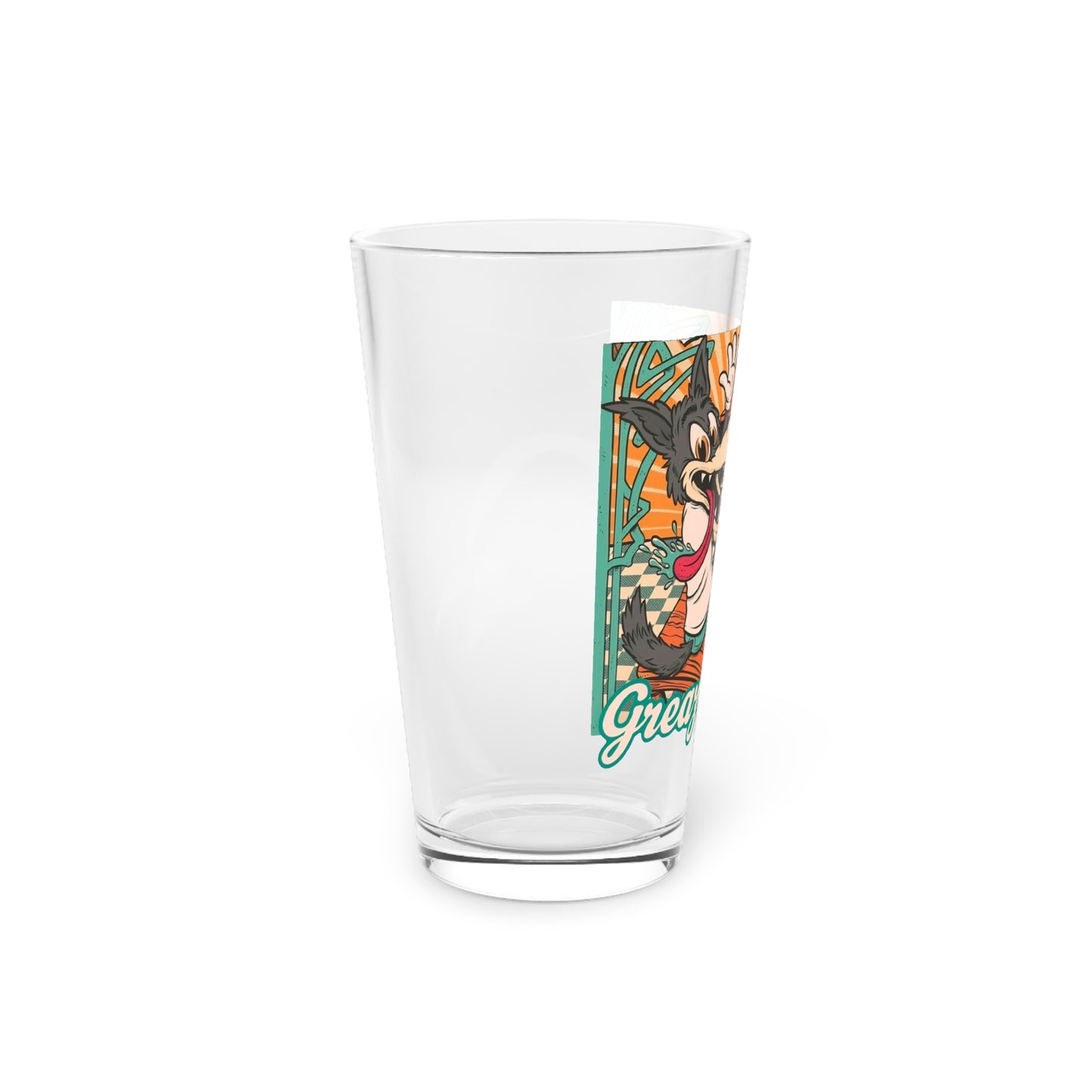 Greazy Keyz Dire Wolf design Pint Glass, 16oz