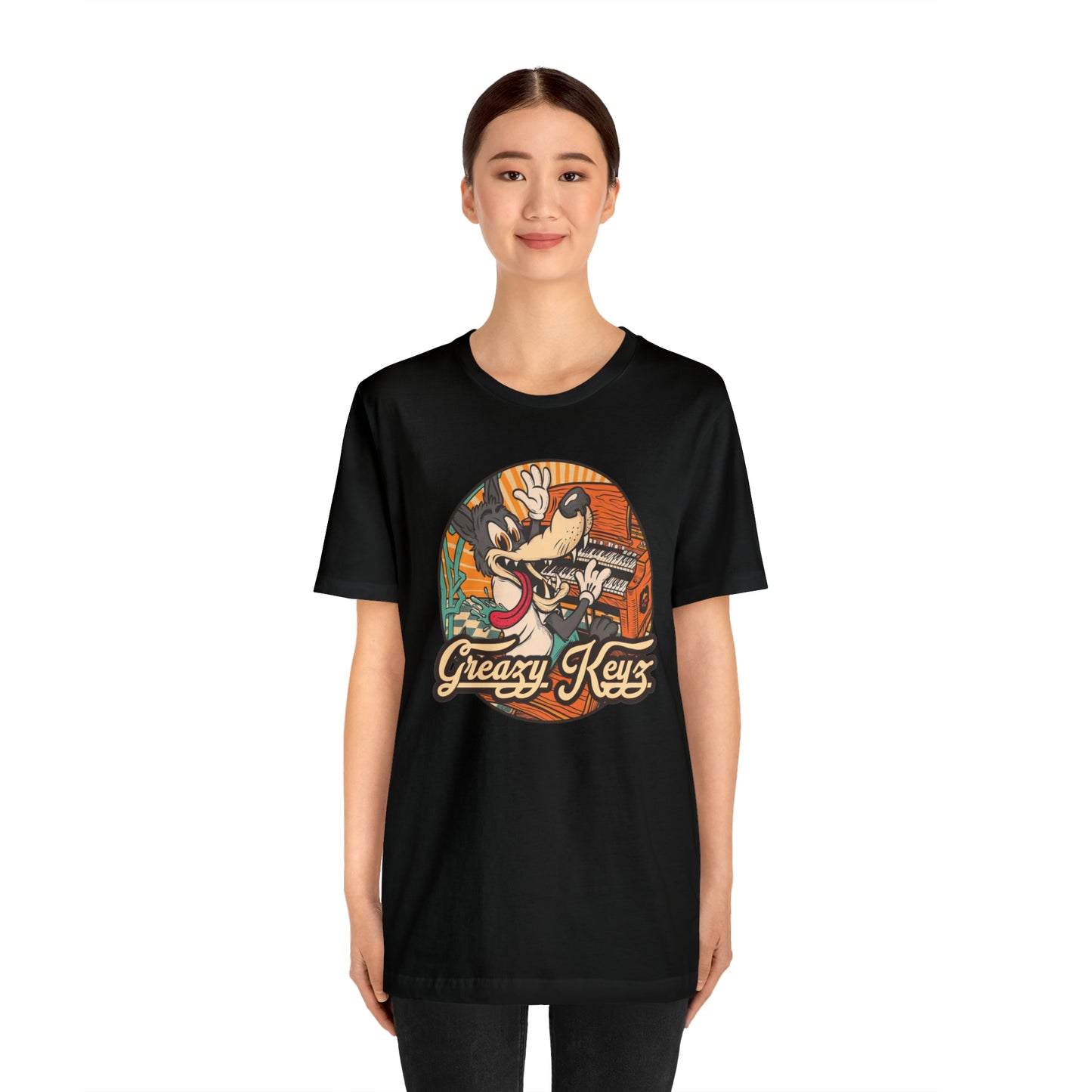 Greazy Keyz Dire Wolf design Unisex Jersey Short Sleeve Tee