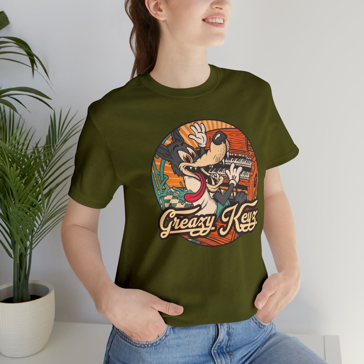 Greazy Keyz Dire Wolf design Unisex Jersey Short Sleeve Tee