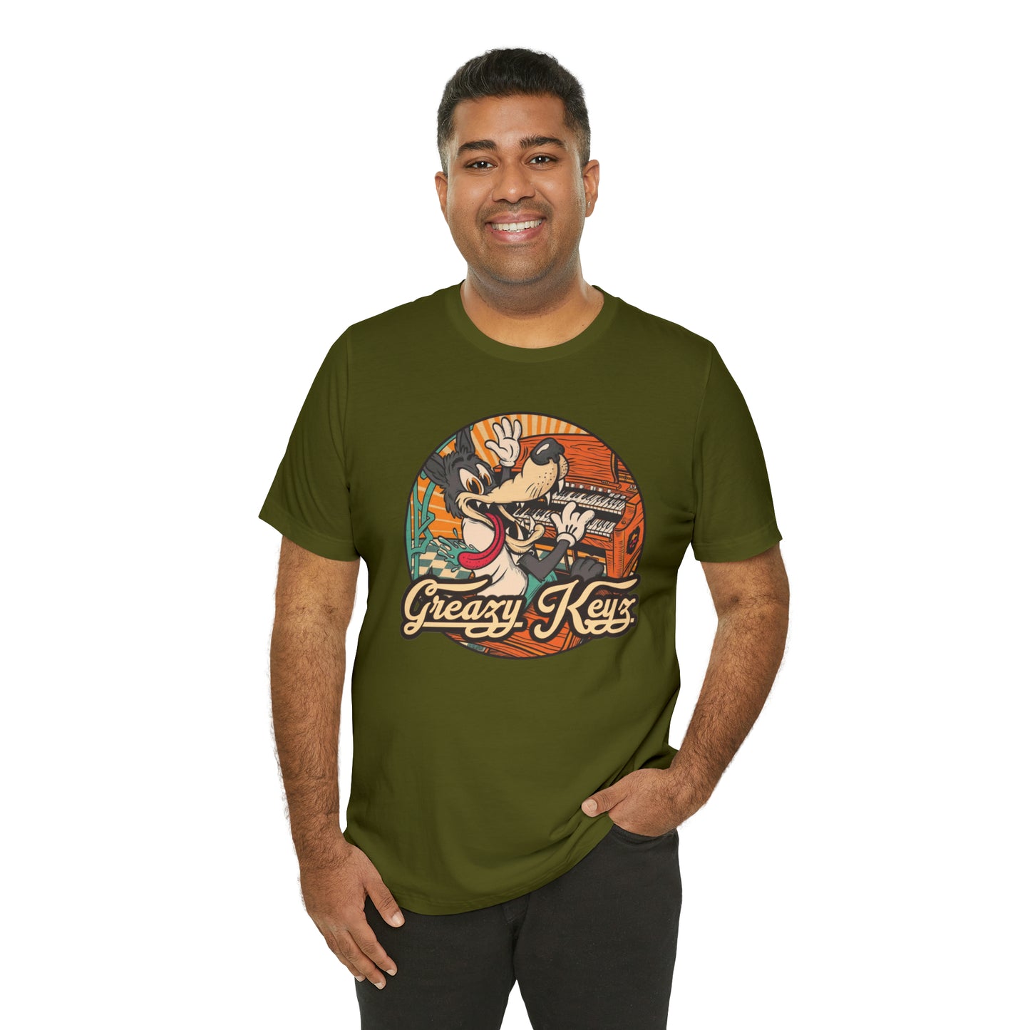 Greazy Keyz Dire Wolf design Unisex Jersey Short Sleeve Tee