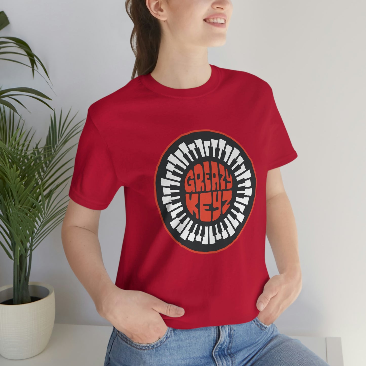 Greazy Keyz Red Round logo Unisex Jersey Short Sleeve Tee