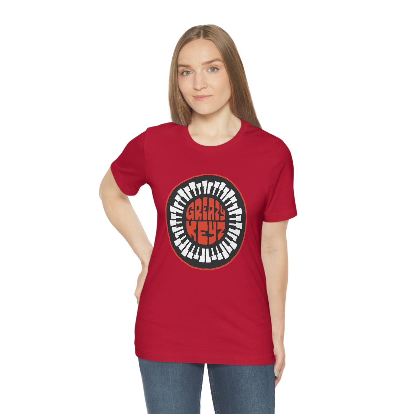 Greazy Keyz Red Round logo Unisex Jersey Short Sleeve Tee